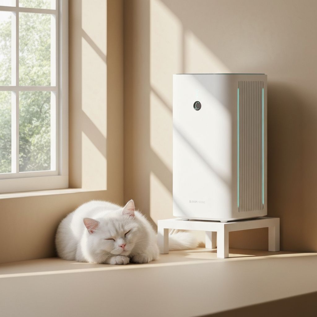 Peaceful pet with air purifier